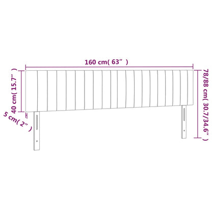 Sänggavel LED mörkgrå 160x5x78/88 cm sammet