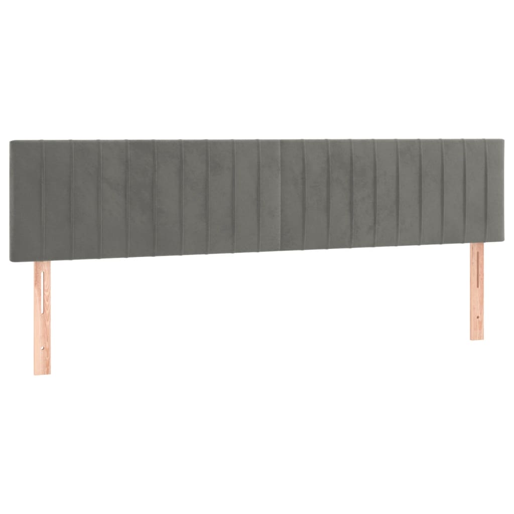 Sänggavel LED ljusgrå 180x5x78/88 cm sammet