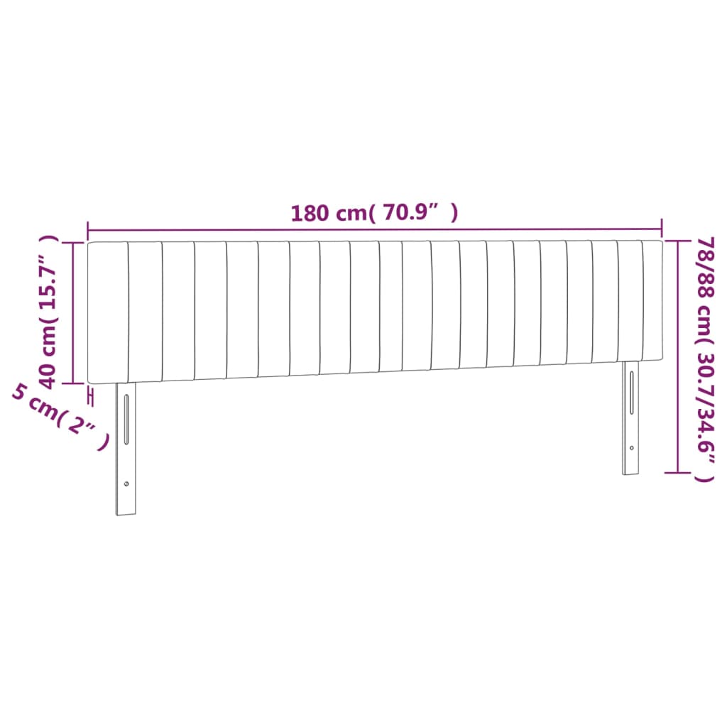 Sänggavel LED mörkgrå 180x5x78/88 cm sammet