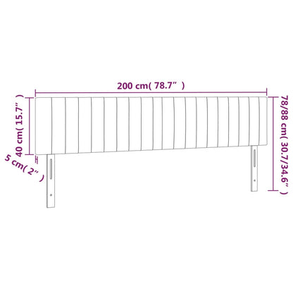 Sänggavel LED mörkgrå 200x5x78/88 cm sammet