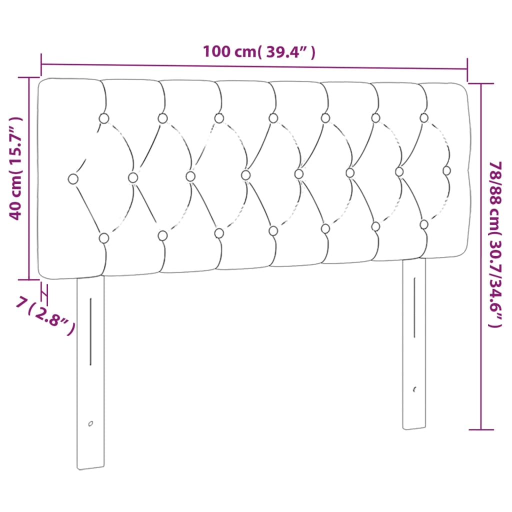 Sänggavel LED mörkgrå 100 x 7 x 78/88 cm tyg