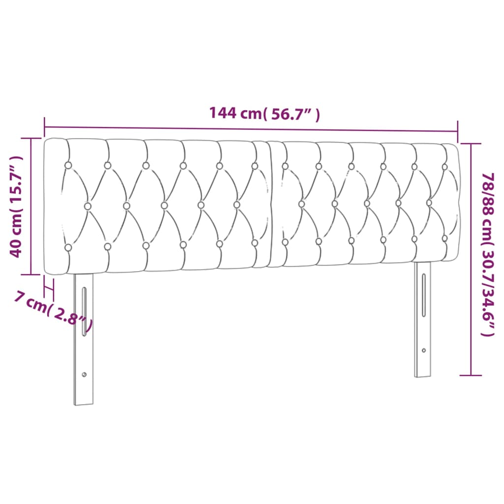 Sänggavel LED svart 144x7x78/88 cm tyg