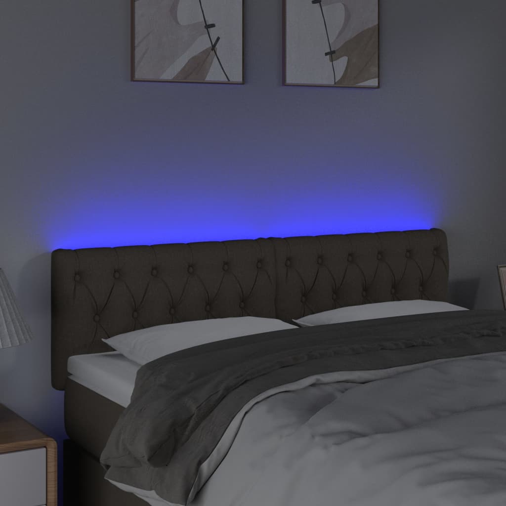 Sänggavel LED taupe 144x7x78/88 cm tyg