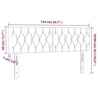 Sänggavel LED taupe 144x7x78/88 cm tyg