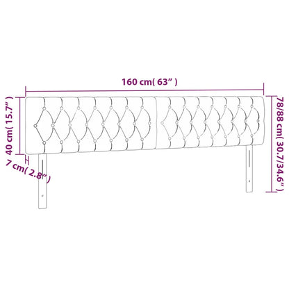 Sänggavel LED svart 160x7x78/88 cm tyg