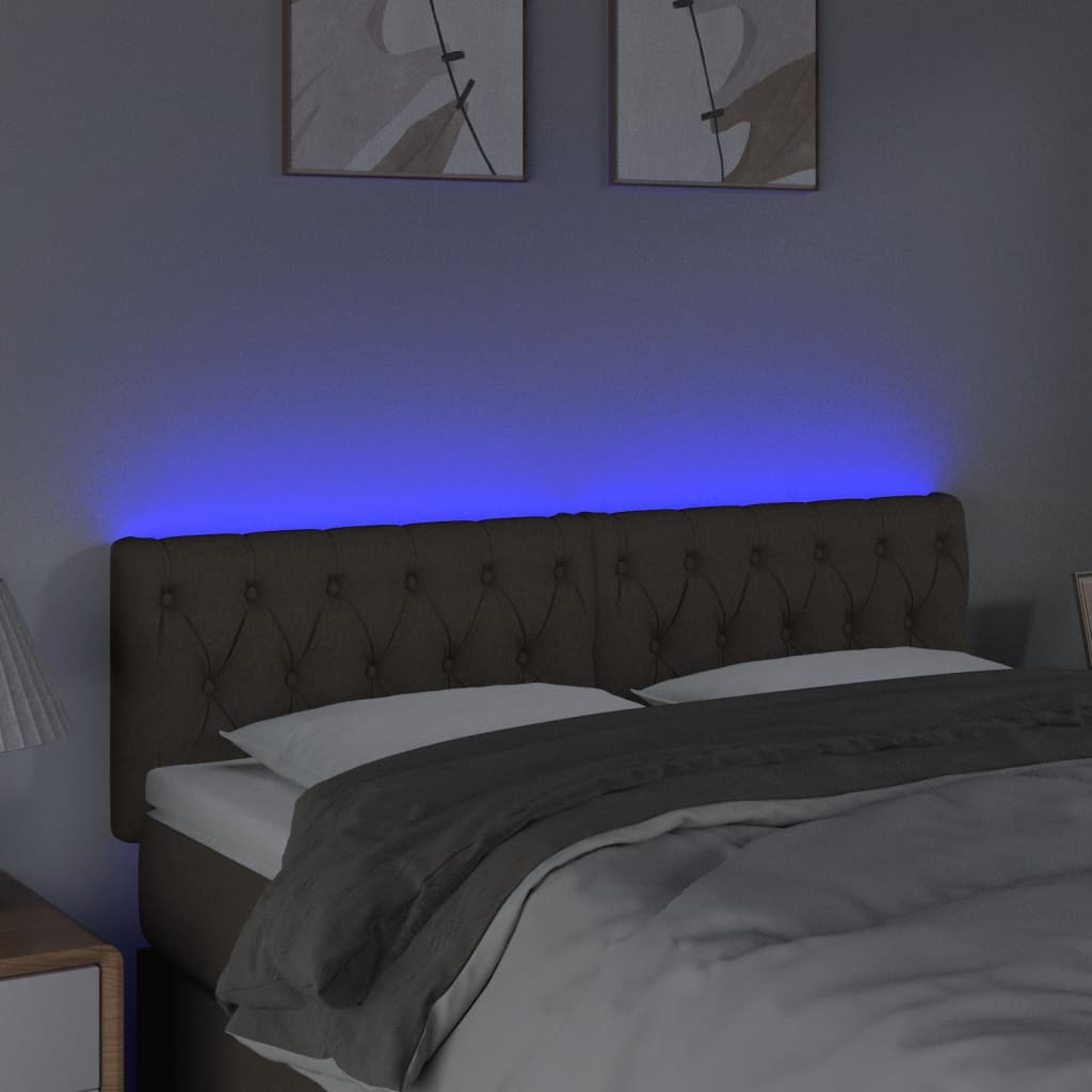 Sänggavel LED taupe 160x7x78/88 cm tyg