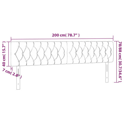 Sänggavel LED ljusgrå 200x7x78/88 cm tyg