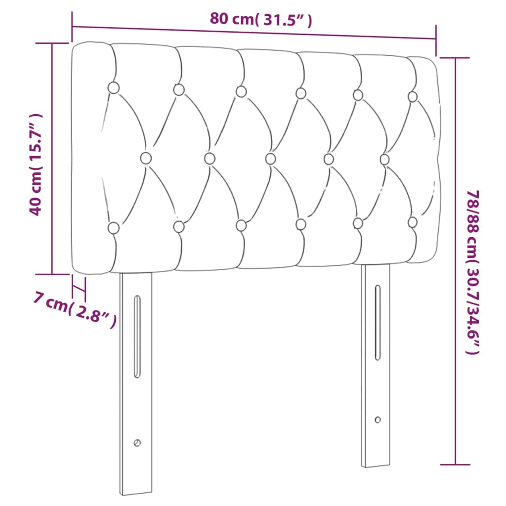 Sänggavel LED svart 80x7x78/88 cm sammet