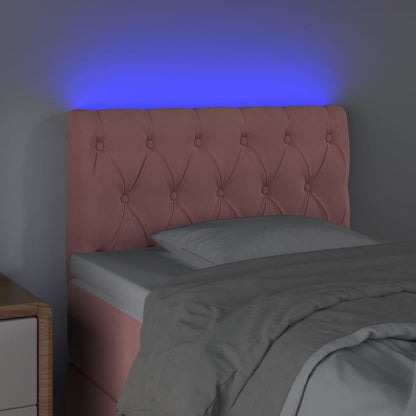 Sänggavel LED rosa 80x7x78/88 cm sammet