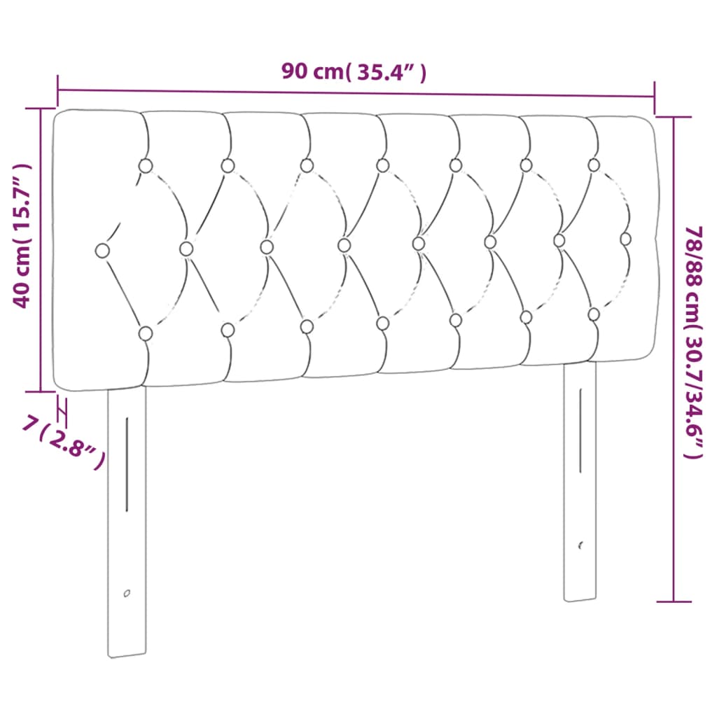 Sänggavel LED svart 90x7x78/88 cm sammet