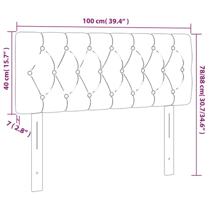 Sänggavel LED mörkgrå 100x7x78/88 cm sammet