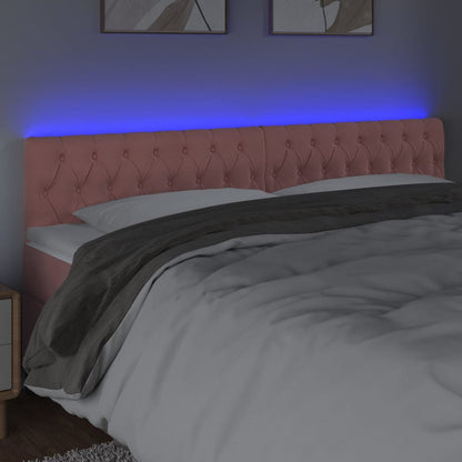 Sänggavel LED rosa 180x7x78/88 cm sammet