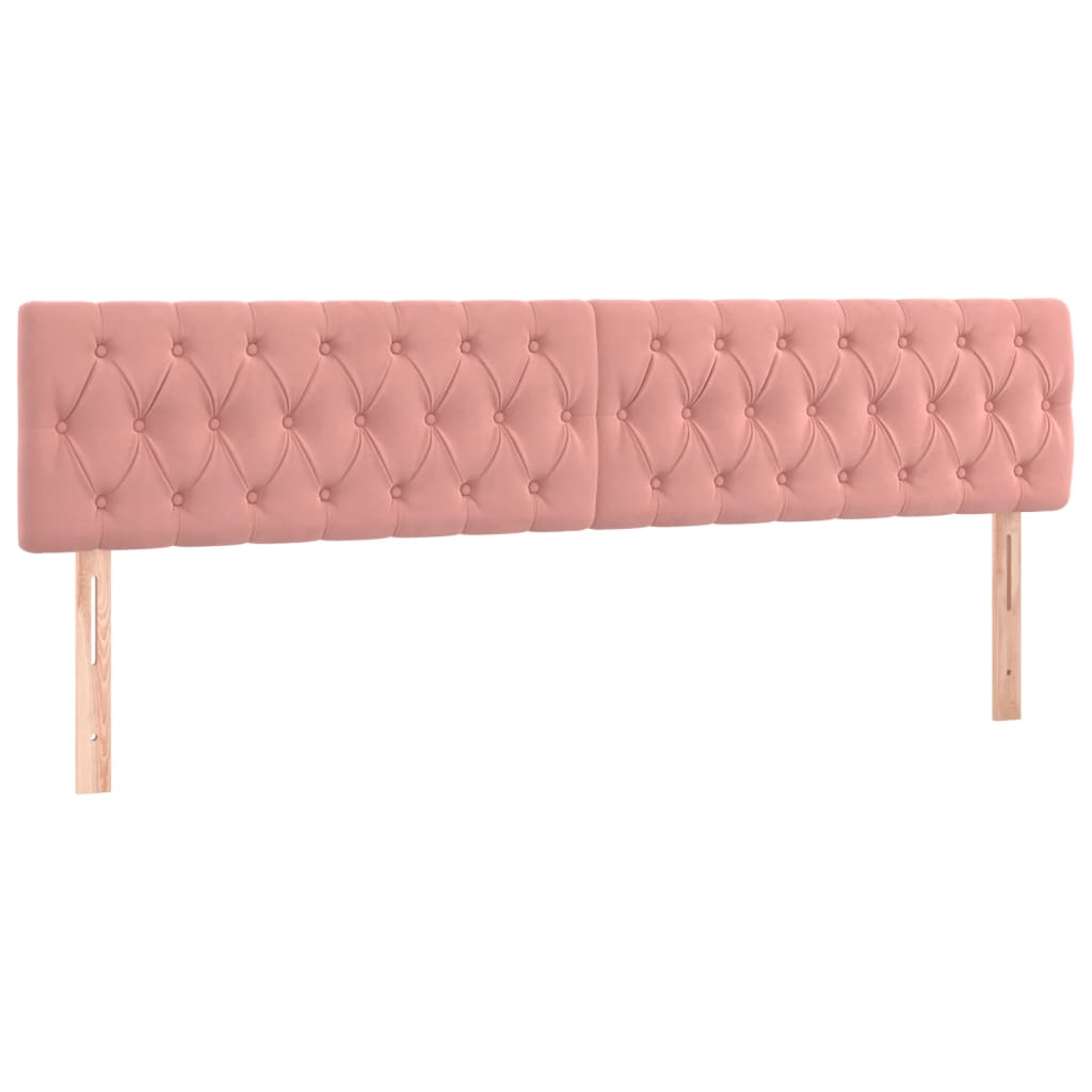 Sänggavel LED rosa 180x7x78/88 cm sammet