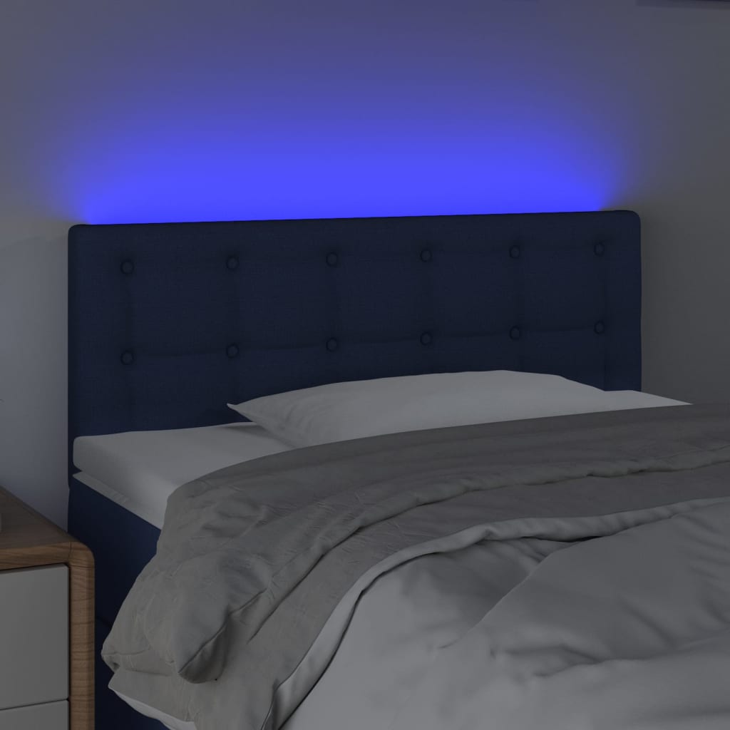 Sänggavel LED blå 100 x 5 x 78/88 cm tyg