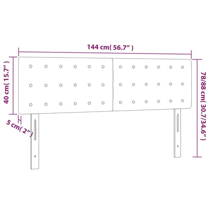 Sänggavel LED ljusgrå 144x5x78/88 cm tyg