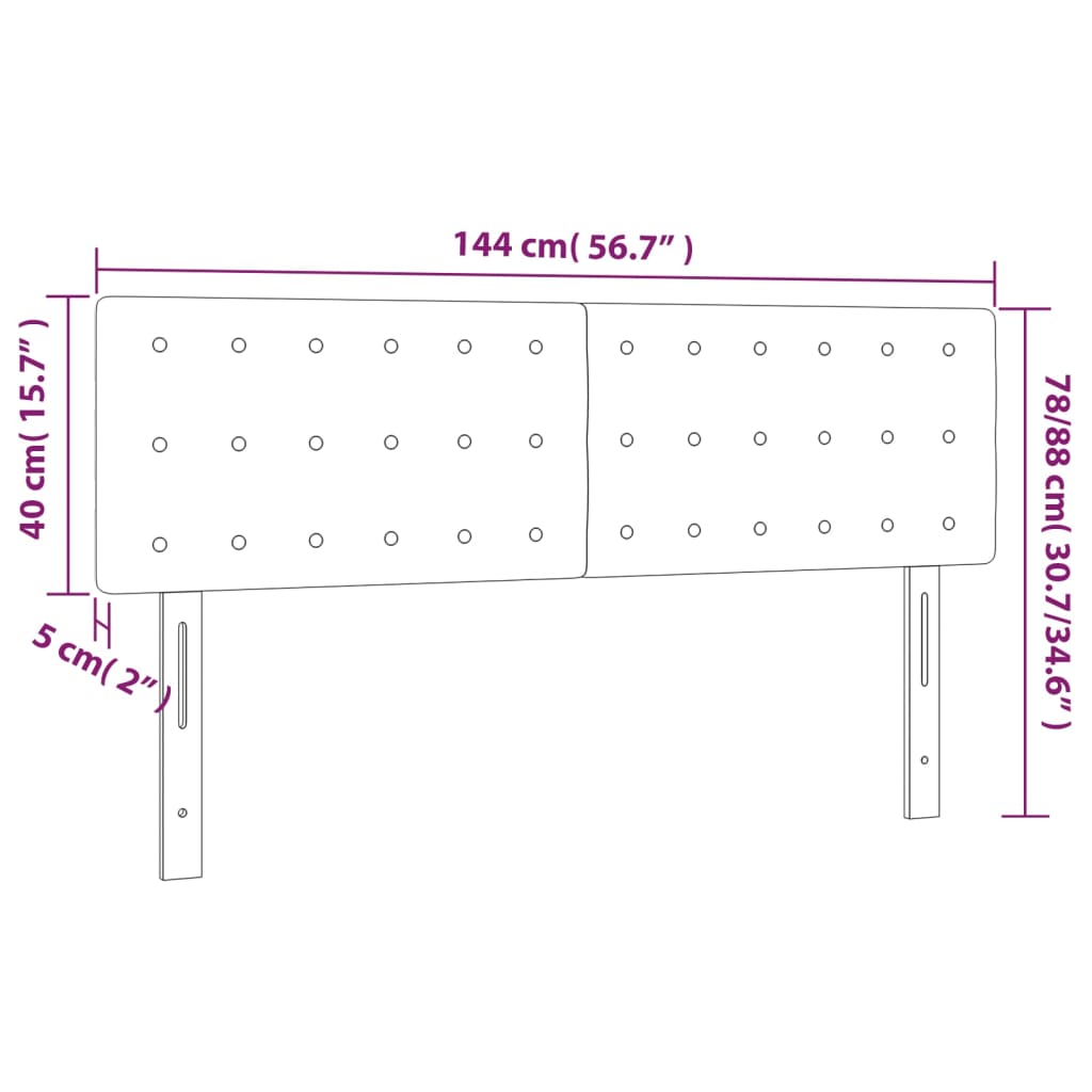 Sänggavel LED svart 144x5x78/88 cm tyg