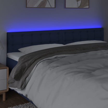 Sänggavel LED blå 160x5x78/88 cm tyg