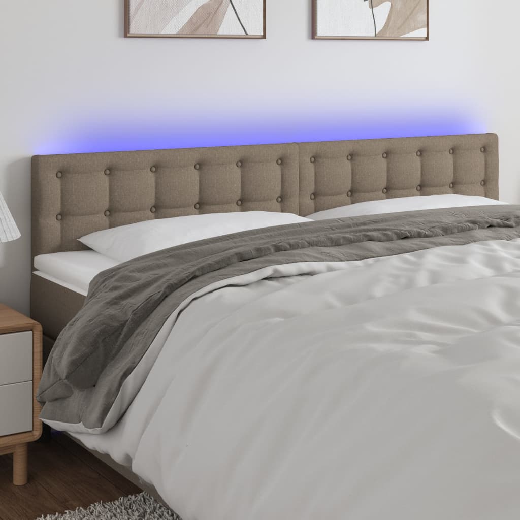 Sänggavel LED taupe 180x5x78/88 cm tyg