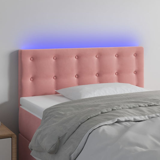 Sänggavel LED rosa 80x5x78/88 cm sammet