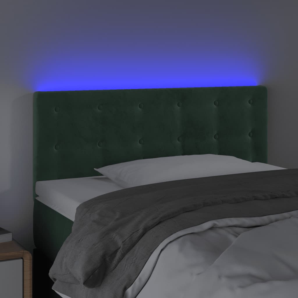 Sänggavel LED mörkgrön 100x5x78/88 cm sammet