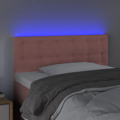 Sänggavel LED rosa 100 x 5 x 78/88 cm sammet