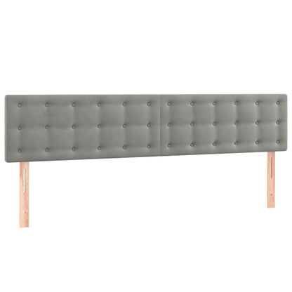 Sänggavel LED ljusgrå 160x5x78/88 cm sammet