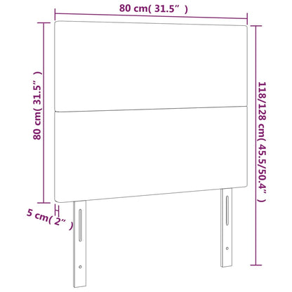 Sänggavel LED ljusgrå 80x5x118/128 cm tyg