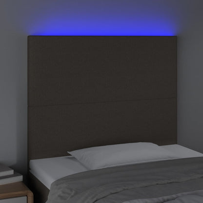 Sänggavel LED taupe 80x5x118/128 cm tyg