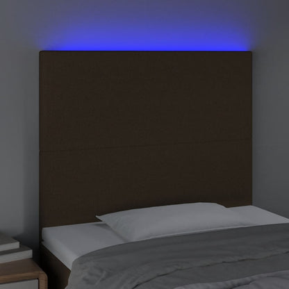 Sänggavel LED mörkbrun 100x5x118/128 cm tyg