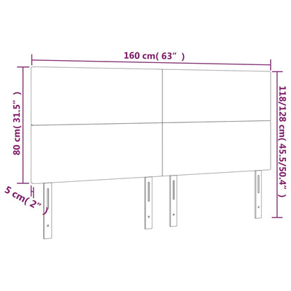 Sänggavel LED ljusgrå 160x5x118/128 cm tyg