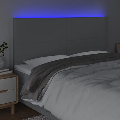 Sänggavel LED ljusgrå 200x5x118/128 cm tyg