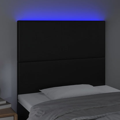 Sänggavel LED svart 90x5x118/128 cm konstläder