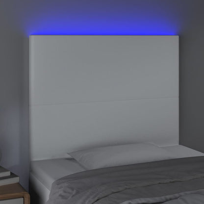 Sänggavel LED hvid 90x5x118/128 cm konstläder