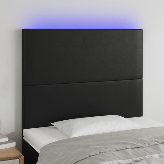 Sänggavel LED svart 100x5x118/128 cm konstläder