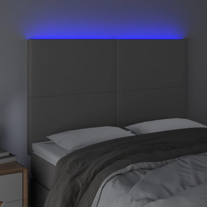 Sänggavel LED grå 144x5x118/128 cm konstläder