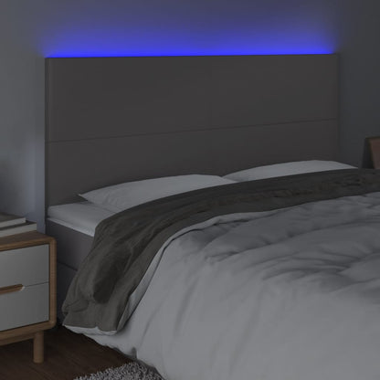 Sänggavel LED grå 180x5x118/128 cm konstläder