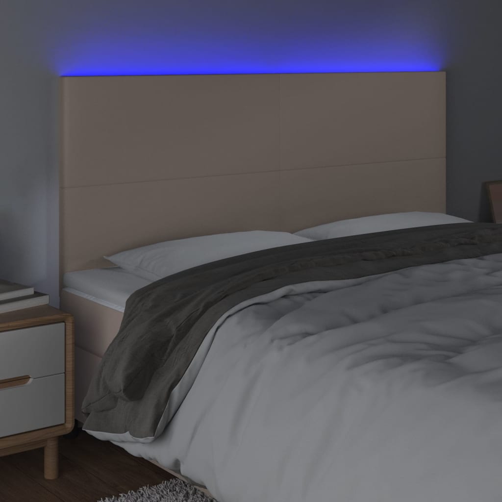 Sänggavel LED cappuccino 180x5x118/128 cm konstläder