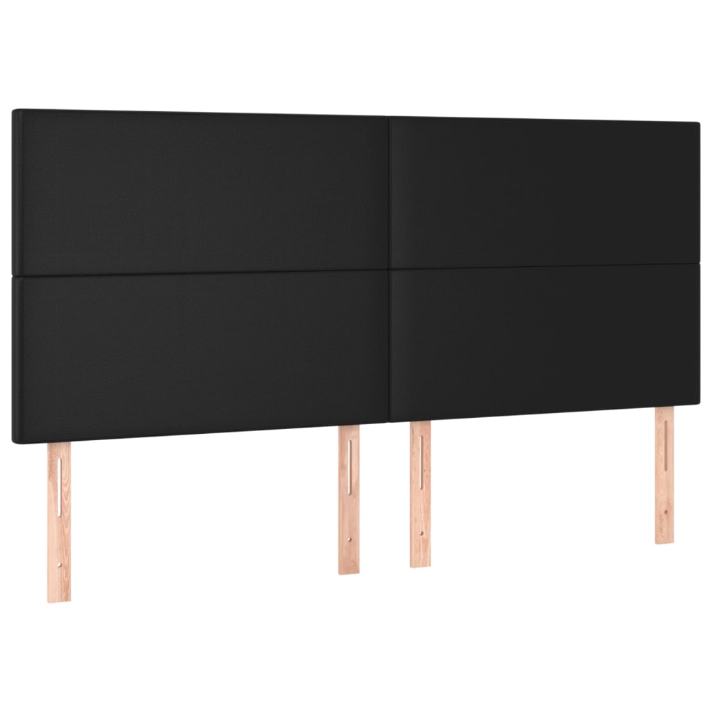 Sänggavel LED svart 200x5x118/128 cm konstläder