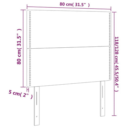 Sänggavel LED mörkgrå 80x5x118/128 cm tyg