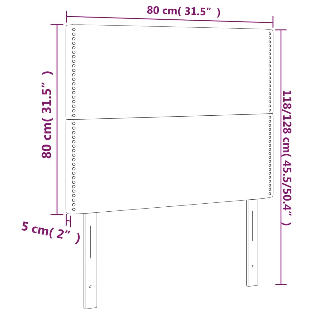 Sänggavel LED taupe 80x5x118/128 cm tyg