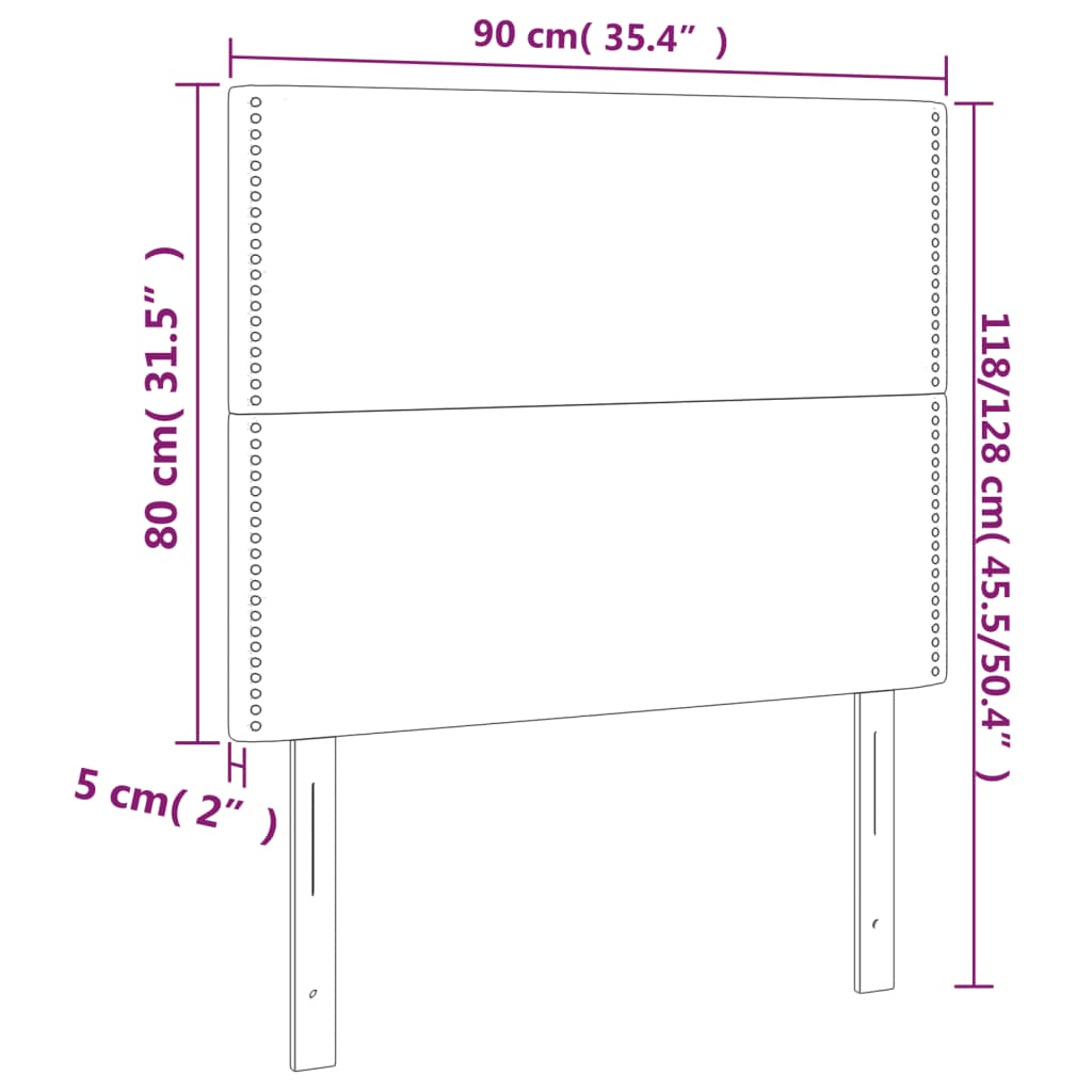 Sänggavel LED ljusgrå 90x5x118/128 cm tyg