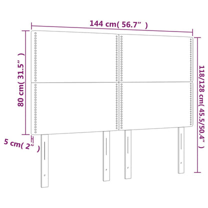 Sänggavel LED taupe 144x5x118/128 cm tyg