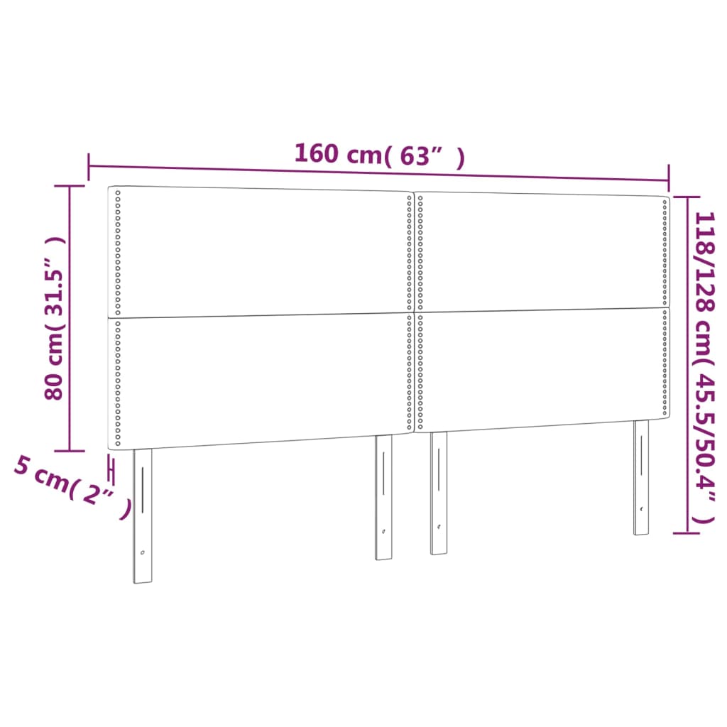 Sänggavel LED svart 160x5x118/128 cm tyg