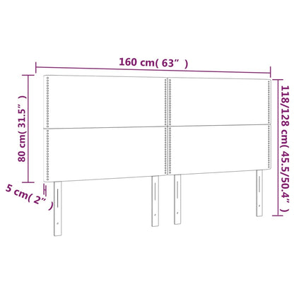 Sänggavel LED svart 160x5x118/128 cm tyg