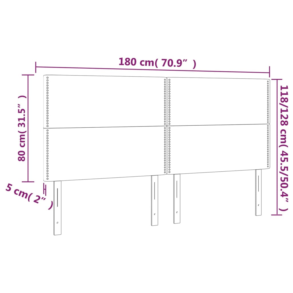 Sänggavel LED ljusgrå 180x5x118/128 cm tyg