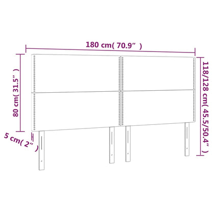 Sänggavel LED ljusgrå 180x5x118/128 cm tyg