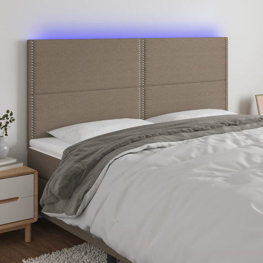 Sänggavel LED taupe 180x5x118/128 cm tyg