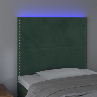 Sänggavel LED mörkgrön 90x5x118/128 cm sammet