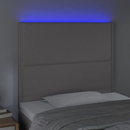 Sänggavel LED grå 80x5x118/128 cm konstläder