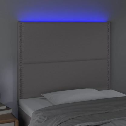 Sänggavel LED grå 90x5x118/128 cm konstläder